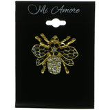 Fly Brooch-Pin With Crystal Accents Gold-Tone & Black Colored #LQP249