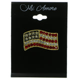 American Flag Brooch-Pin With Crystal Accents Gold-Tone & Multi Colored #LQP254