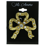 Bow Brooch-Pin With Crystal Accents  Gold-Tone Color #LQP256