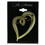 Heart Brooch-Pin With Crystal Accents  Gold-Tone Color #LQP257