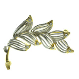 Feather Brooch-Pin With Crystal Accents Gold-Tone & Silver-Tone Colored #LQP258