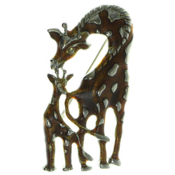 Giraffe Brooch Pin With Crystal Accents Silver-Tone & Brown Colored #LQP25
