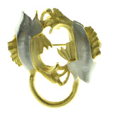 Two Fish Brooch-Pin Gold-Tone & Silver-Tone Colored #LQP260