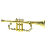 Trumpet Brooch-Pin With Crystal Accents  Gold-Tone Color #LQP261