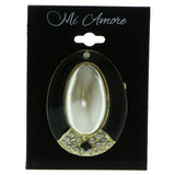 Gold-Tone & Black Colored Metal Brooch-Pin With Crystal Accents #LQP262
