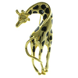 Giraffe Brooch-Pin With Crystal Accents Gold-Tone & Black Colored #LQP264