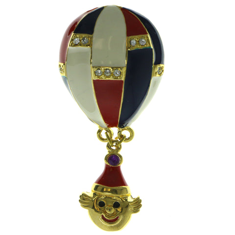 Hot Air Balloon Brooch-Pin Gold-Tone & Multi Colored #LQP276