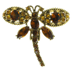 Dragonfly Brooch Pin With Crystal Accents  Gold-Tone Color #LQP27