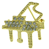 Piano Brooch-Pin With Crystal Accents  Gold-Tone Color #LQP284