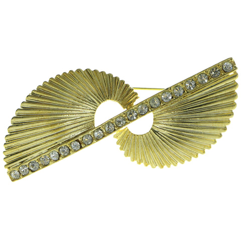 Gold-Tone Metal Brooch-Pin With Crystal Accents #LQP288