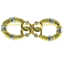 Gold-Tone & Silver-Tone Colored Metal Brooch-Pin With Crystal Accents #LQP289