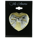 Heart Bow Brooch-Pin Gold-Tone & Silver-Tone Colored #LQP293