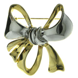 Bow Brooch-Pin Gold-Tone & Silver-Tone Colored #LQP294