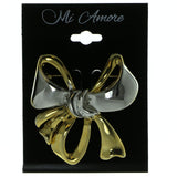 Bow Brooch-Pin Gold-Tone & Silver-Tone Colored #LQP294