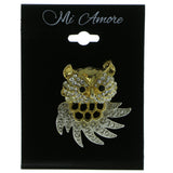 Owl Brooch-Pin With Crystal Accents Gold-Tone & Silver-Tone Colored #LQP297