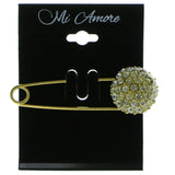 Safety Pin Brooch-Pin With Crystal Accents  Gold-Tone Color #LQP298