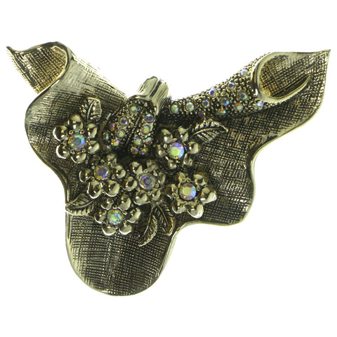 Flowers Brooch Pin With Crystal Accents  Gold-Tone Color #LQP29