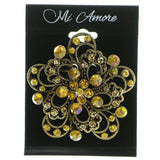 Flower Brooch Pin With Crystal Accents  Gold-Tone Color #LQP30