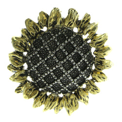 Gold-Tone & White Colored Metal Brooch-Pin With Crystal Accents #LQP311