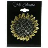 Gold-Tone & White Colored Metal Brooch-Pin With Crystal Accents #LQP311