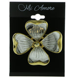 Flower Brooch-Pin Gold-Tone & Silver-Tone Colored #LQP318