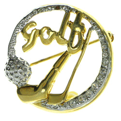 Gold-Tone & White Colored Metal Brooch-Pin With Colorful Accents #LQP323