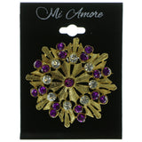 Snowflake Brooch Pin With Crystal Accents  Gold-Tone Color #LQP32