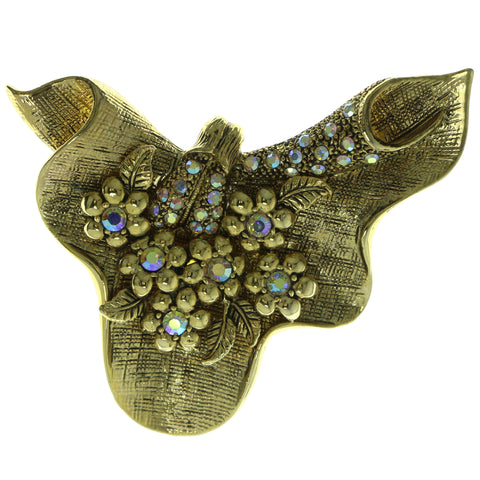 AB Finish Brooch-Pin With Crystal Accents Gold-Tone & Multi Colored #LQP333