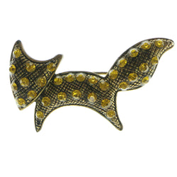 Fox Brooch-Pin With Crystal Accents Gold-Tone & Yellow #LQP334