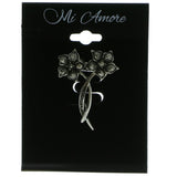 Two Flowers Brooch-Pin Silver-Tone Color  #LQP340
