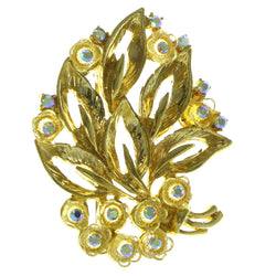AB Finish Bouquet Brooch-Pin With Crystal Accents Gold-Tone & Multi Colored #LQP344