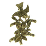 Perched Bird Brooch-Pin With Crystal Accents Gold-Tone & Orange Colored #LQP345
