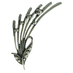 Silver-Tone Metal Brooch-Pin With Crystal Accents #LQP346
