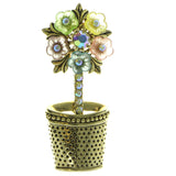 Flower Pot Brooch-Pin With Crystal Accents Gold-Tone & Multi Colored #LQP350