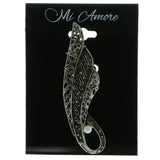 Filigree Brooch-Pin With Bead Accents Silver-Tone & White Colored #LQP353