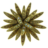 AB Finish Flower Brooch-Pin With Crystal Accents Gold-Tone & Multi Colored #LQP355