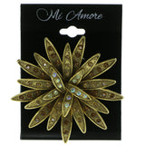 AB Finish Flower Brooch-Pin With Crystal Accents Gold-Tone & Multi Colored #LQP355