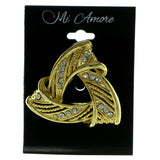 Triangle Brooch-Pin With Crystal Accents  Gold-Tone Color #LQP362