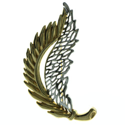 Feather Brooch-Pin Gold-Tone & Silver-Tone Colored #LQP367