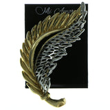 Feather Brooch-Pin Gold-Tone & Silver-Tone Colored #LQP367