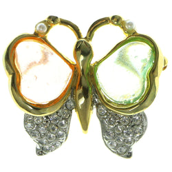 Butterfly Brooch Pin With Crystal Accents  Gold-Tone Color #LQP36