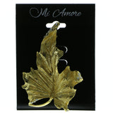 Leaf Brooch-Pin With Crystal Accents  Gold-Tone Color #LQP371