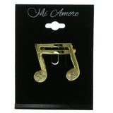 Music Note Brooch-Pin With Crystal Accents  Gold-Tone Color #LQP379