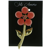 Flower Brooch Pin With Crystal Accents Gold-Tone & Pink Colored #LQP37