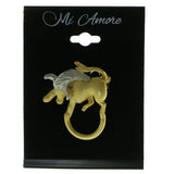 Bull Brooch-Pin Gold-Tone & Silver-Tone Colored #LQP384