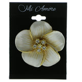 Flower Brooch-Pin With Crystal Accents Gold-Tone & Peach Colored #LQP386