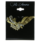 Gold-Tone & Silver-Tone Colored Metal Brooch-Pin With Crystal Accents #LQP389
