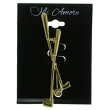 Golf Clubs Brooch-Pin With Crystal Accents  Gold-Tone Color #LQP390