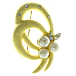 Gold-Tone Metal Brooch-Pin With Crystal Accents #LQP392
