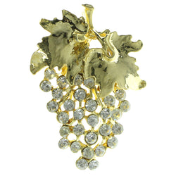 Cluster Of Grapes Brooch-Pin With Crystal Accents  Gold-Tone Color #LQP395